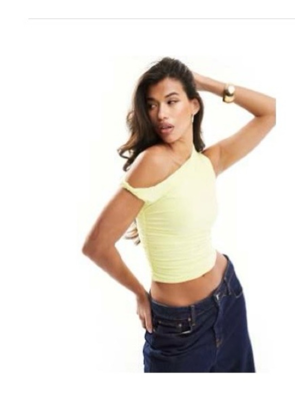 Kaiia exclusive double double layered One-Shoulder Top inYellow size 4 (small)